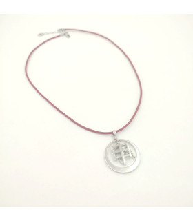 gümüş sembollü "şans ve gelir" kırmızı deri kolye