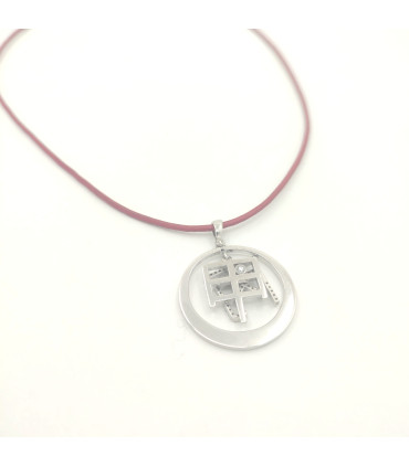 gümüş sembollü "şans ve gelir" kırmızı deri kolye