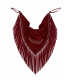 BORDO HAKİKLİ SÜET ŞAL/ METAL DETAYLI PÜSKÜLLÜ TASARIM