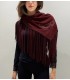 BORDO HAKİKLİ SÜET ŞAL/ METAL DETAYLI PÜSKÜLLÜ TASARIM