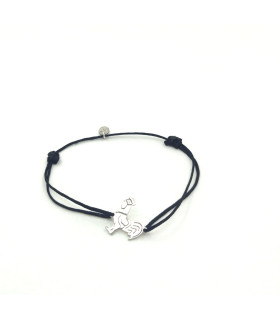 gümüş horoz siyah ip bileklik