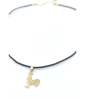 altın kaplama gümüş horoz deri kolye