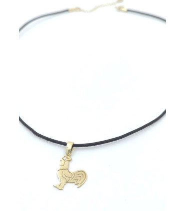 altın kaplama gümüş horoz deri kolye