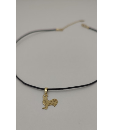 altın kaplama gümüş horoz deri kolye